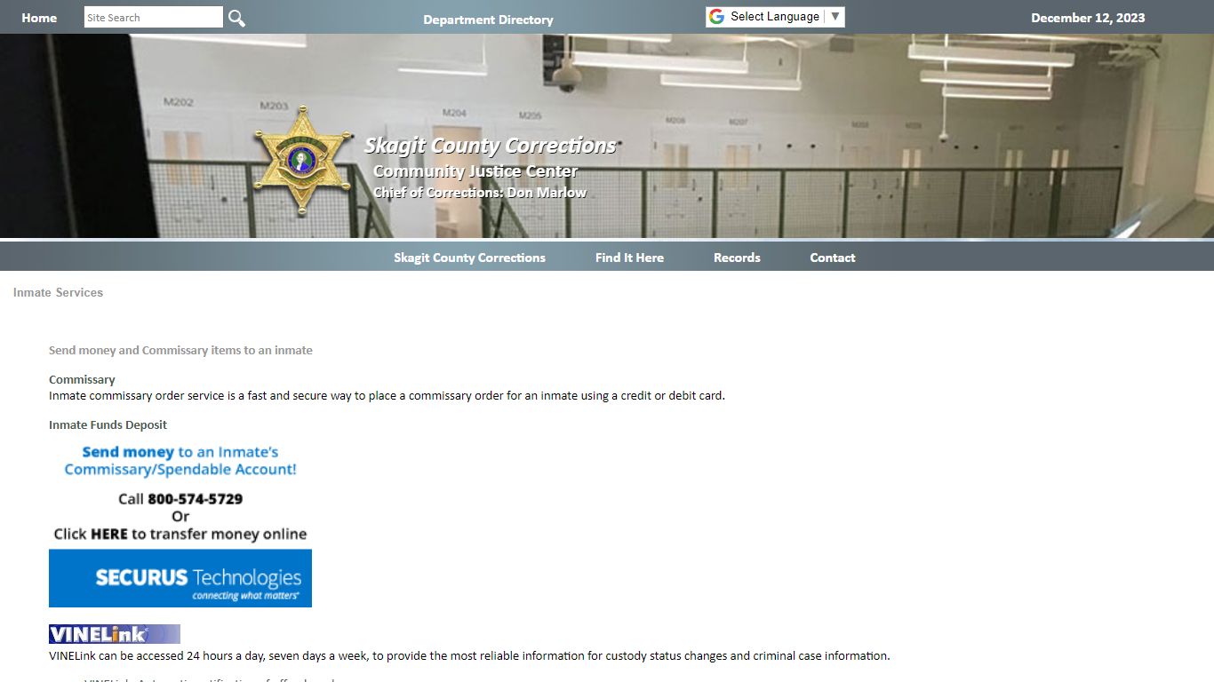 Inmate Services - Skagit County, Washington