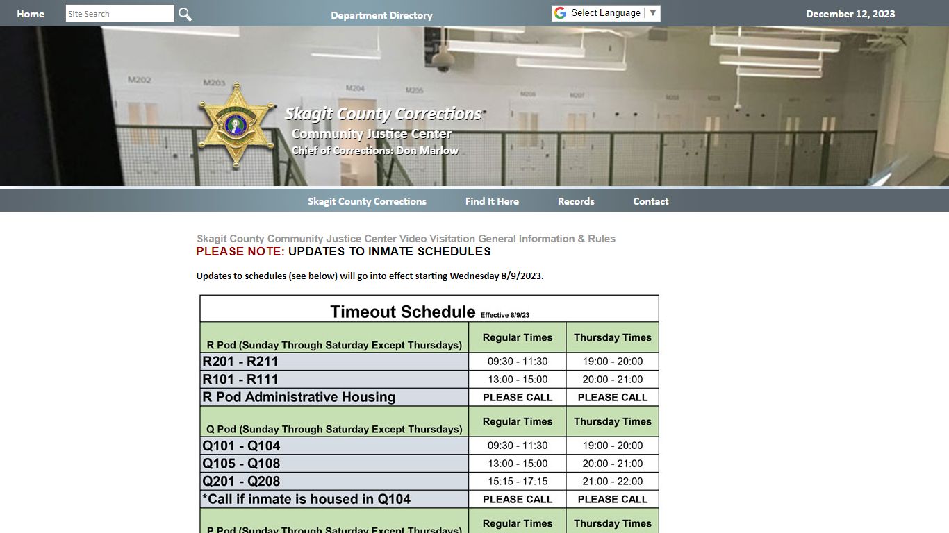JAIL VISITATION - Skagit County, Washington